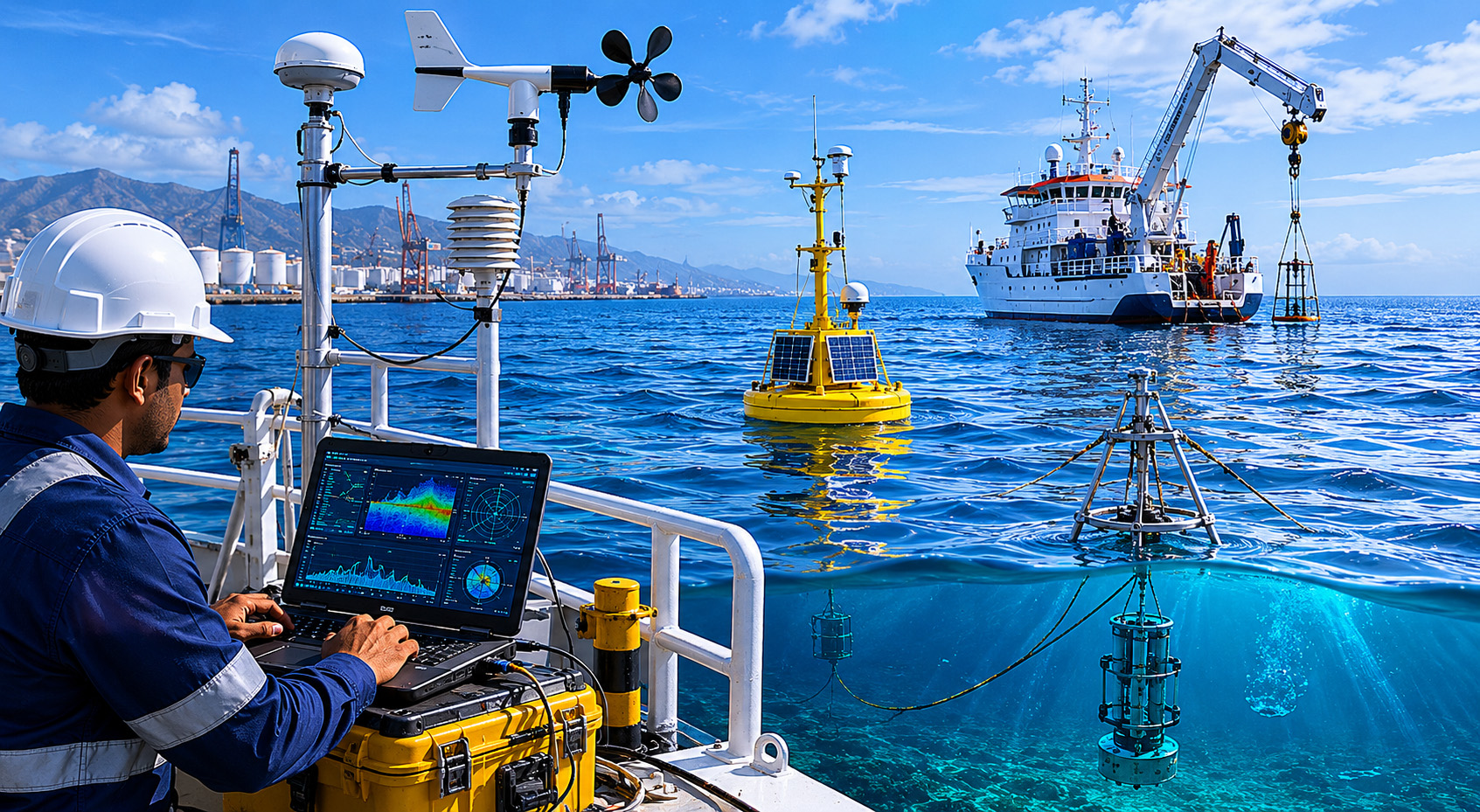 Nusail metocean wave and tide monitoring marine survey