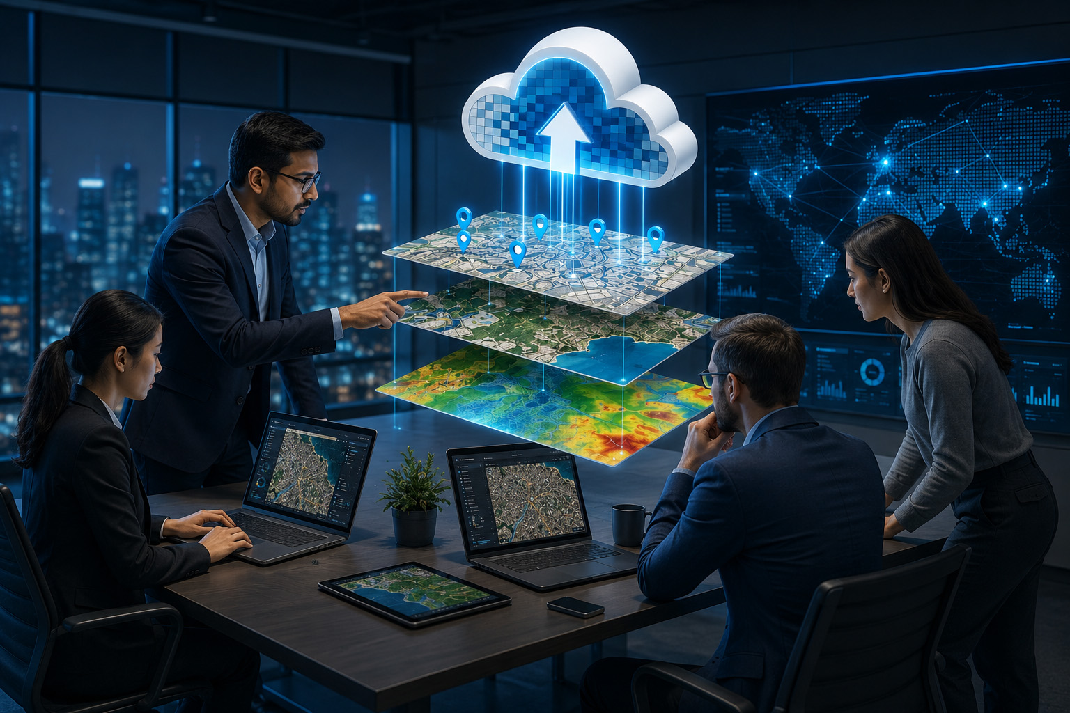 Aerial and cloud geospatial coverage